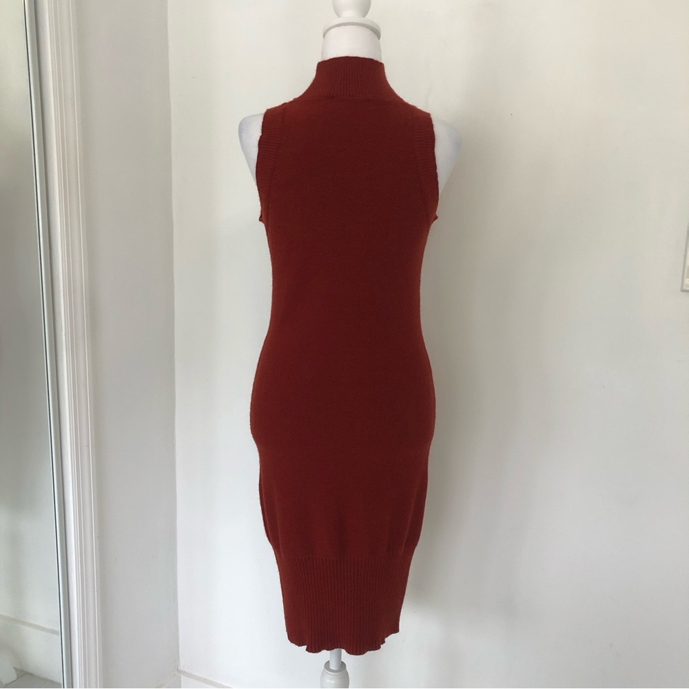 Ali & Jay Women Red Wood Mock Neck Sleeveless Knit Midi Dress Sz M View 6